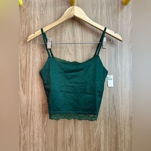 Green silky bralette tank top